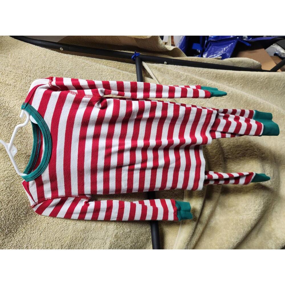 J. Crew Sleepwear Crewcuts Red and White Stripped Pajamas with Green Accent
